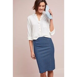 Maeve By Anthropologie Blue & Black Pencil High‎ Waist Skirt Womens Size Small
